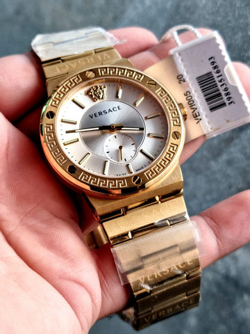 Versace Men’s Quartz Swiss Made Gold Stainless Steel Silver Dial 41mm Watch VEVI00520